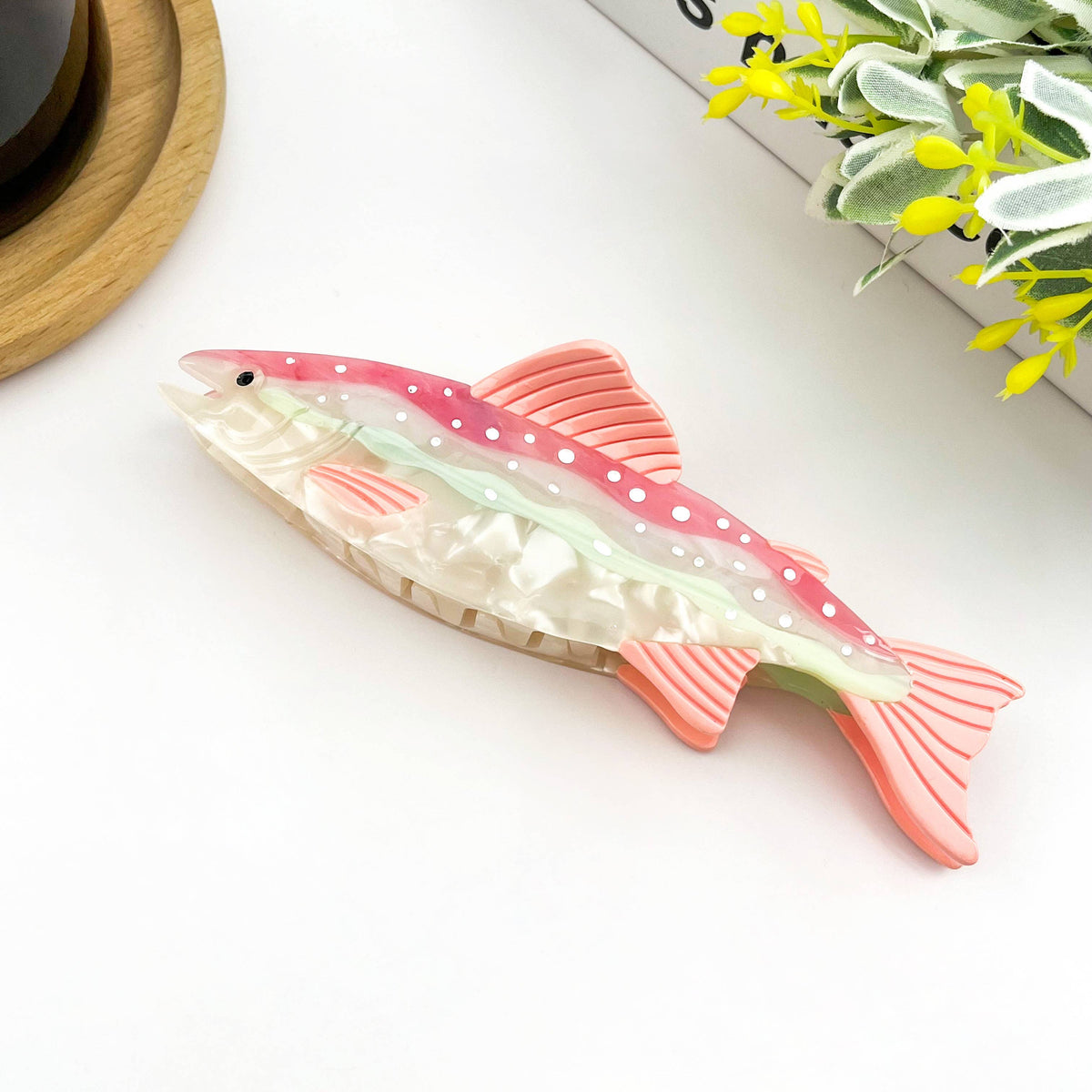 Haarklammer Lachs Grün