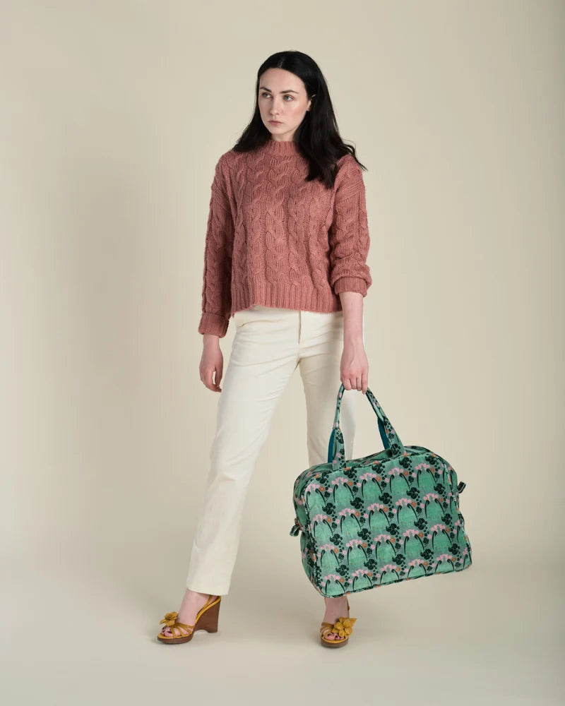 Weekender Tasche von Les Touristes Paris – 100% Baumwolle – William Sage Green Print
