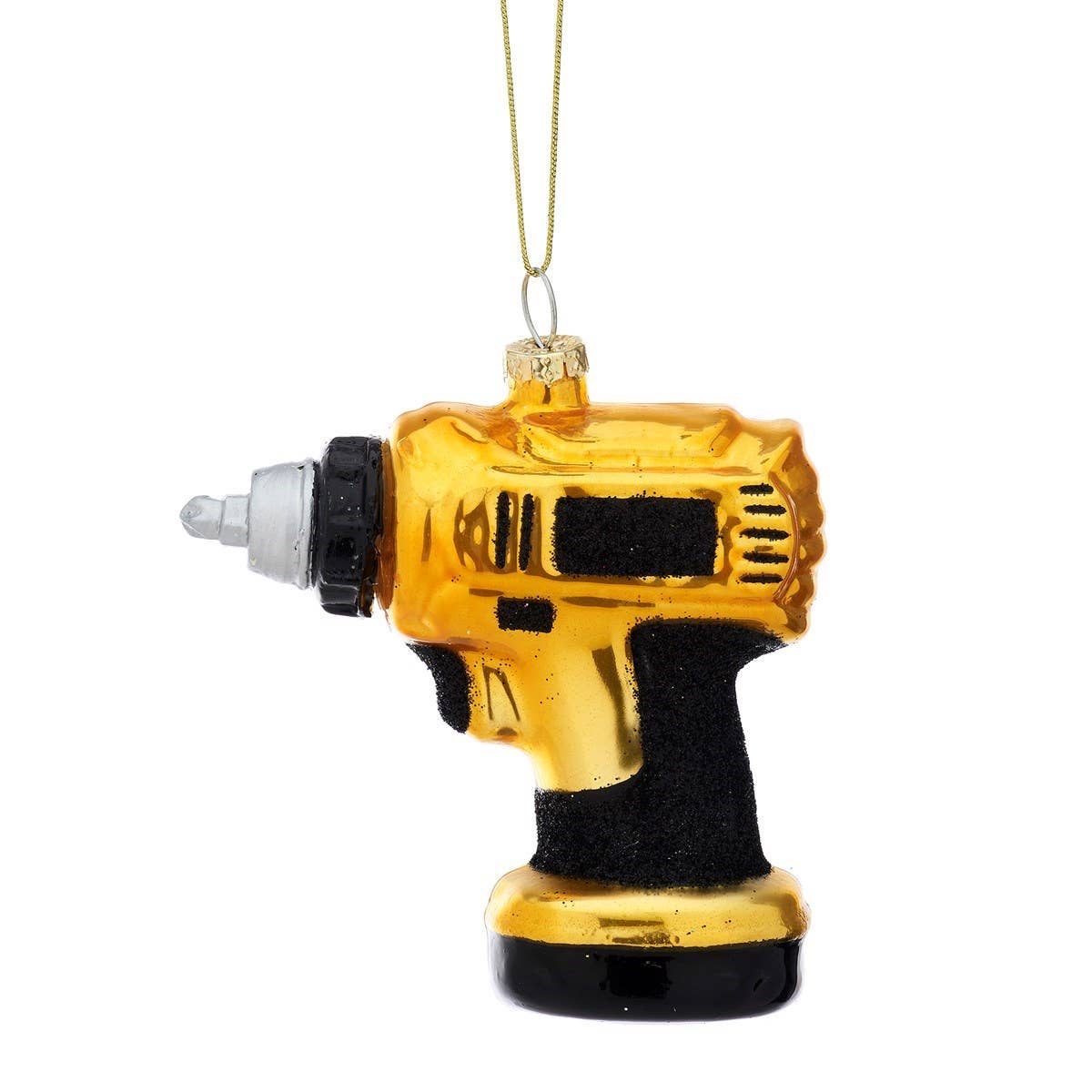 Schwarze und goldene bohrerförmige Weihnachtskugel
