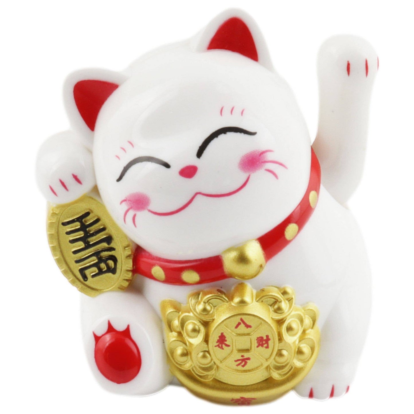 Glückskatze Mini Maneki-neko Freude weiß Solar 5cm Lucky