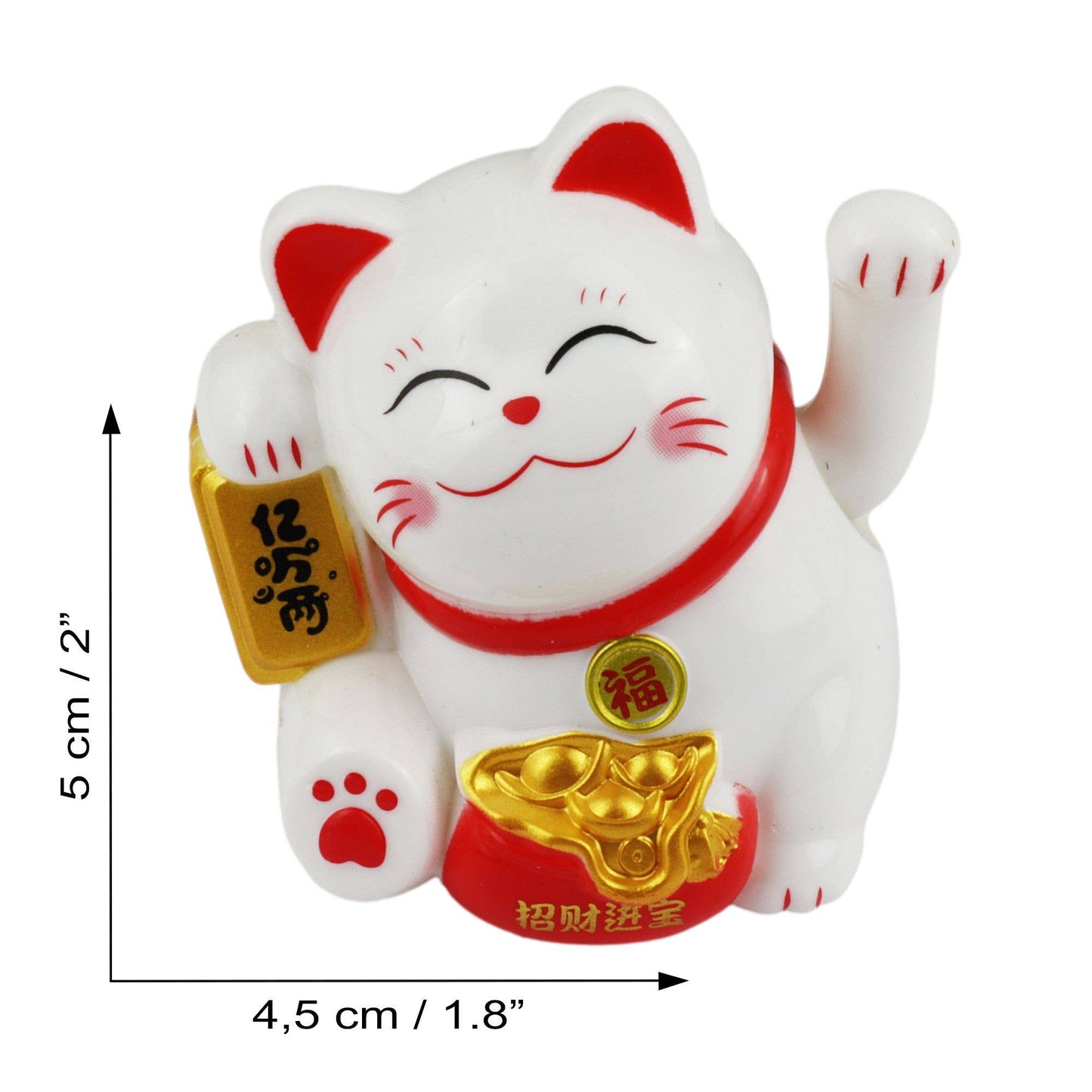 Glückskatze Mini Maneki-neko Kostbarkeit weiß Solar 5cm