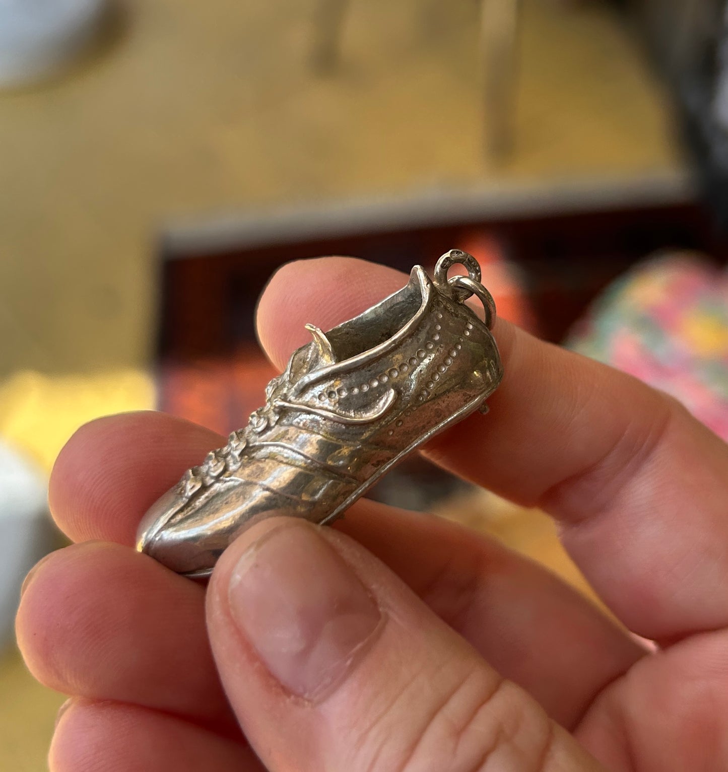 Massiver Silber Anhänger Fußballschuh