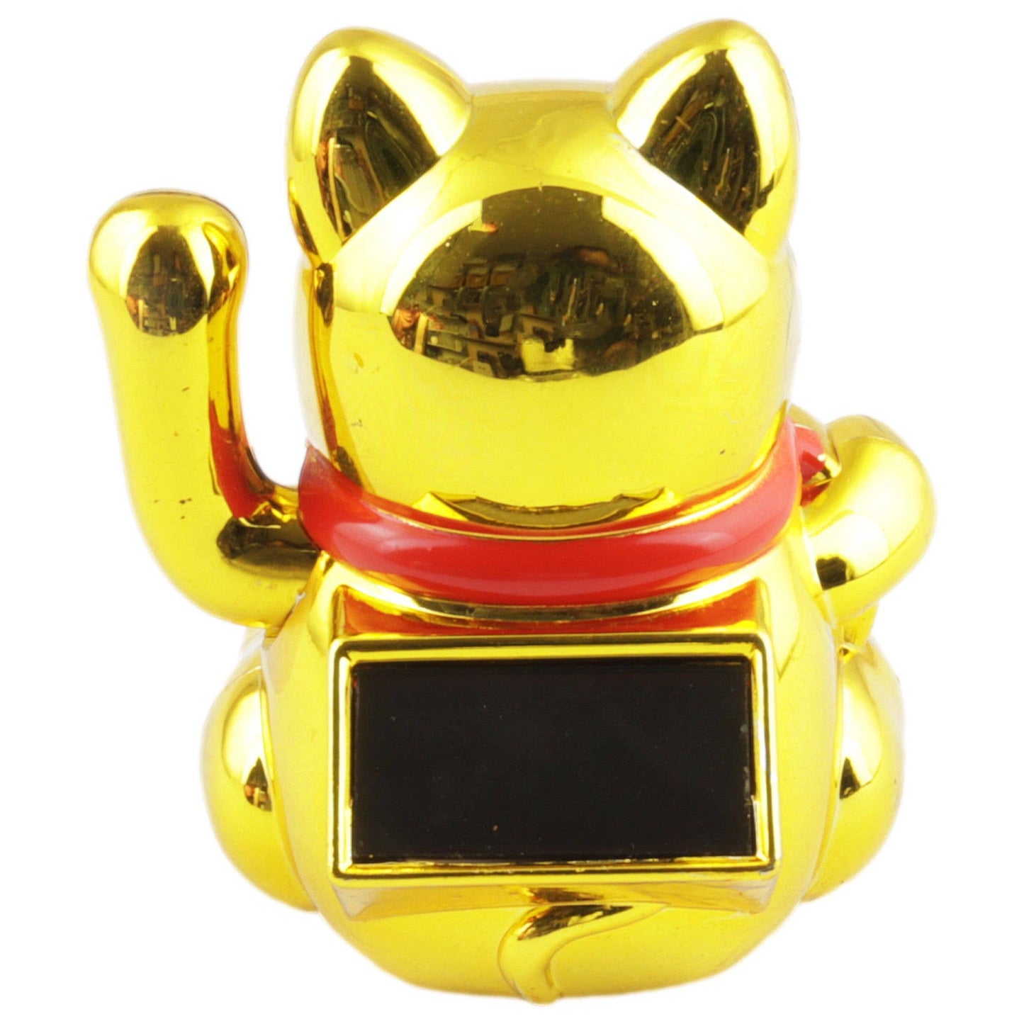 Glückskatze Mini Maneki-neko Schutz Schild gold Solar 5cm
