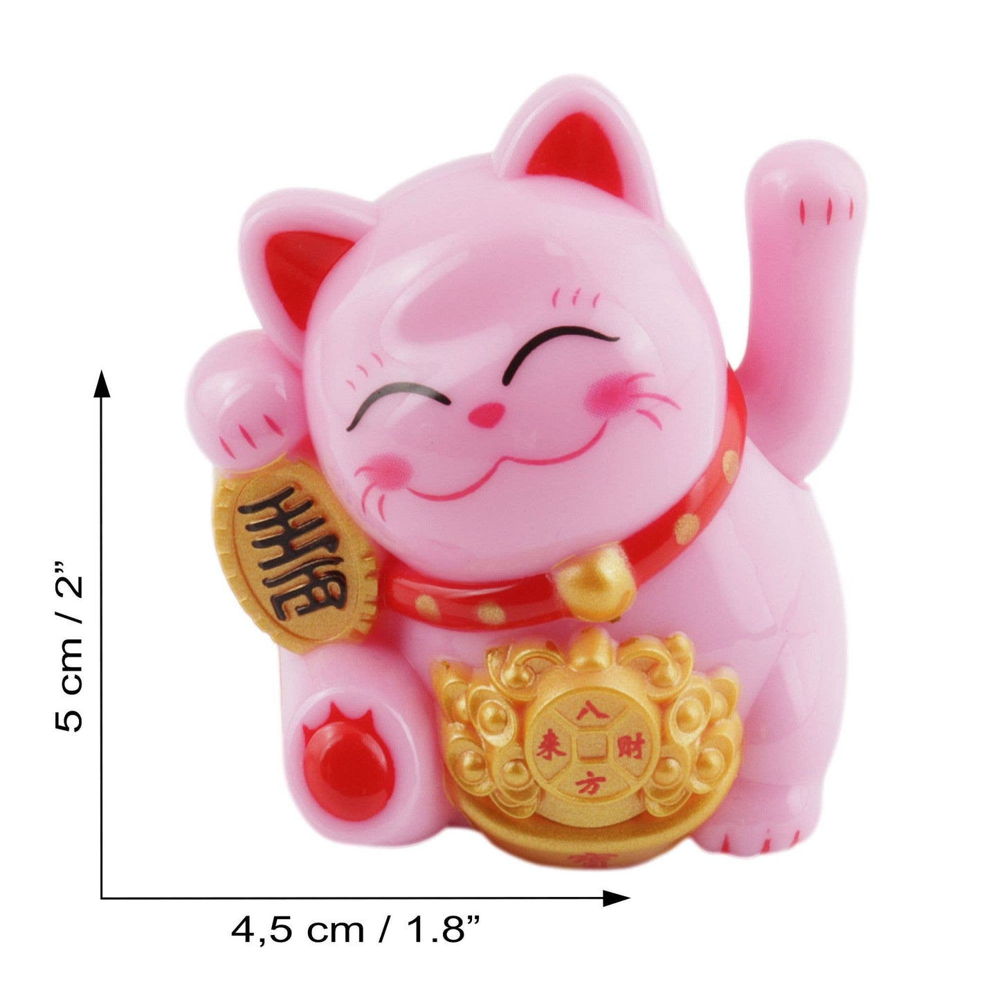Glückskatze Mini Maneki-neko Freude rosa Solar 5cm Lucky