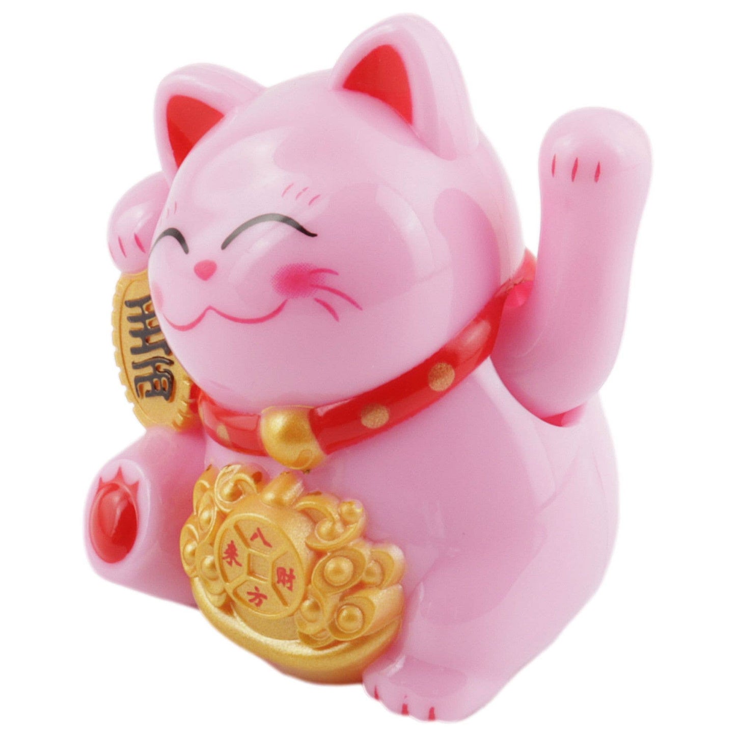 Glückskatze Mini Maneki-neko Freude rosa Solar 5cm Lucky
