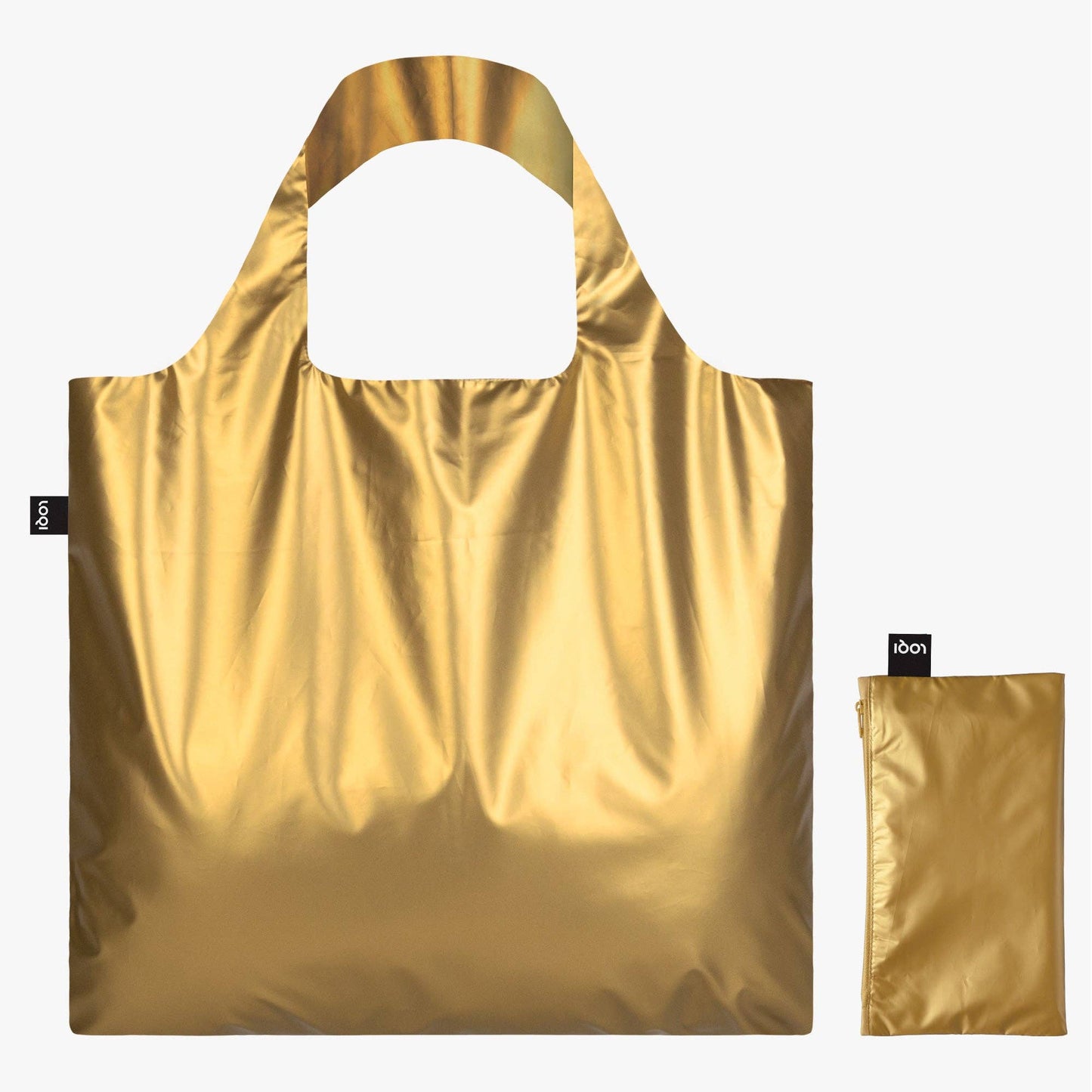 LOQI Metallic goldene Tasche mit Reißverschlusstasche