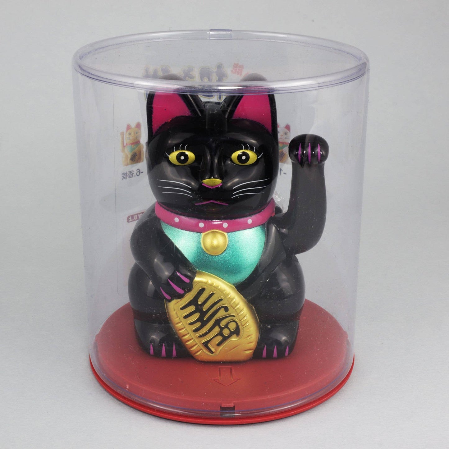 Glückskatze Maneki-neko Winkekatze Solar schwarz 10,5cm