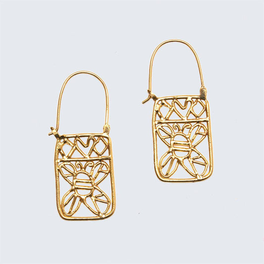 Ohrringe Honigbiene 'Brass' - aus recyceltem Messing