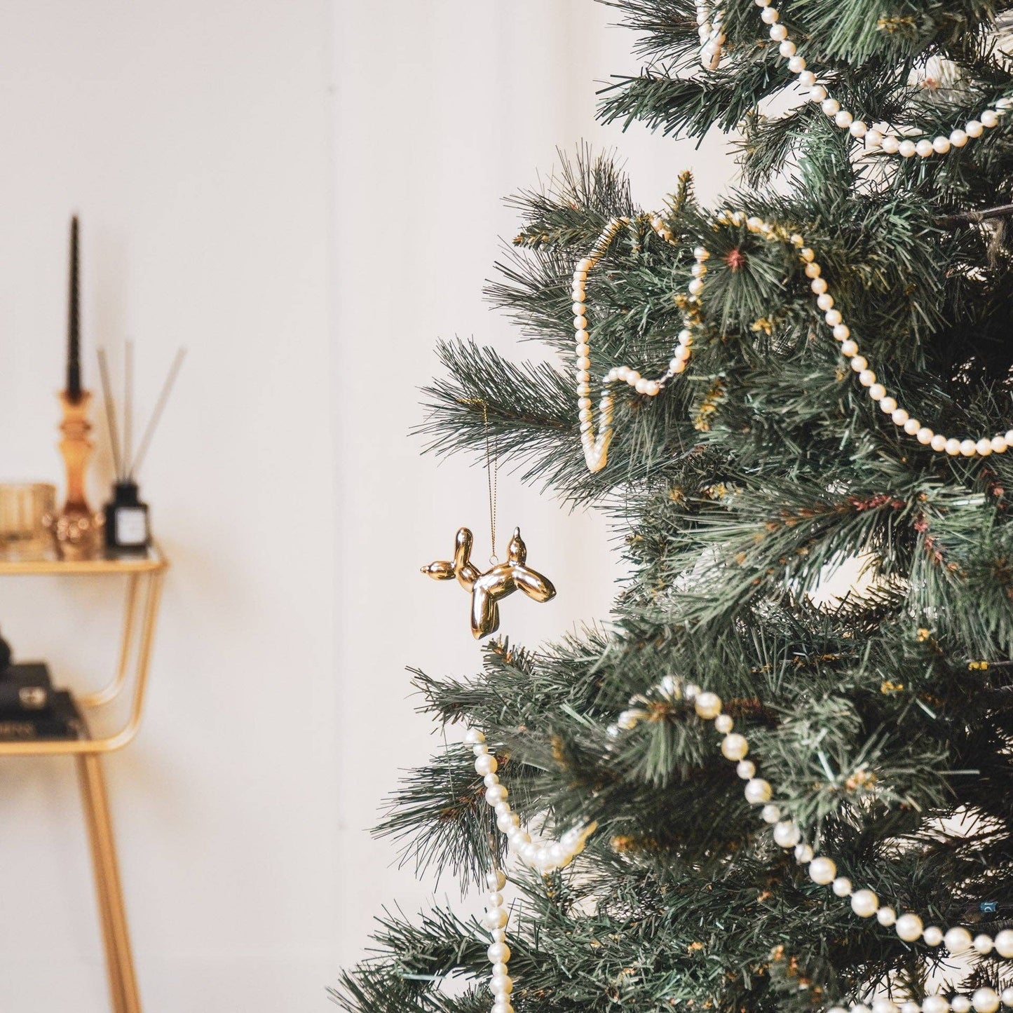 Ornament - Luftballon-Hund Anhänger - Keramik - Gold - 6,5x3x6cm