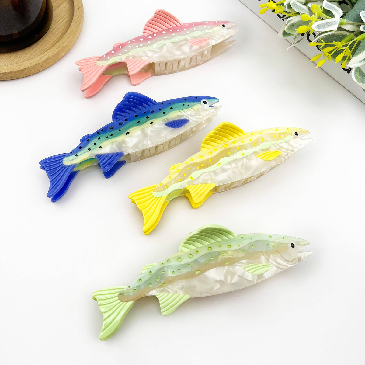 Haarklammer Lachs in Gelb