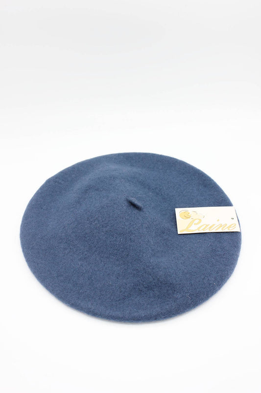 Klassisches französisches Barett aus reiner Wolle: Denim Blau