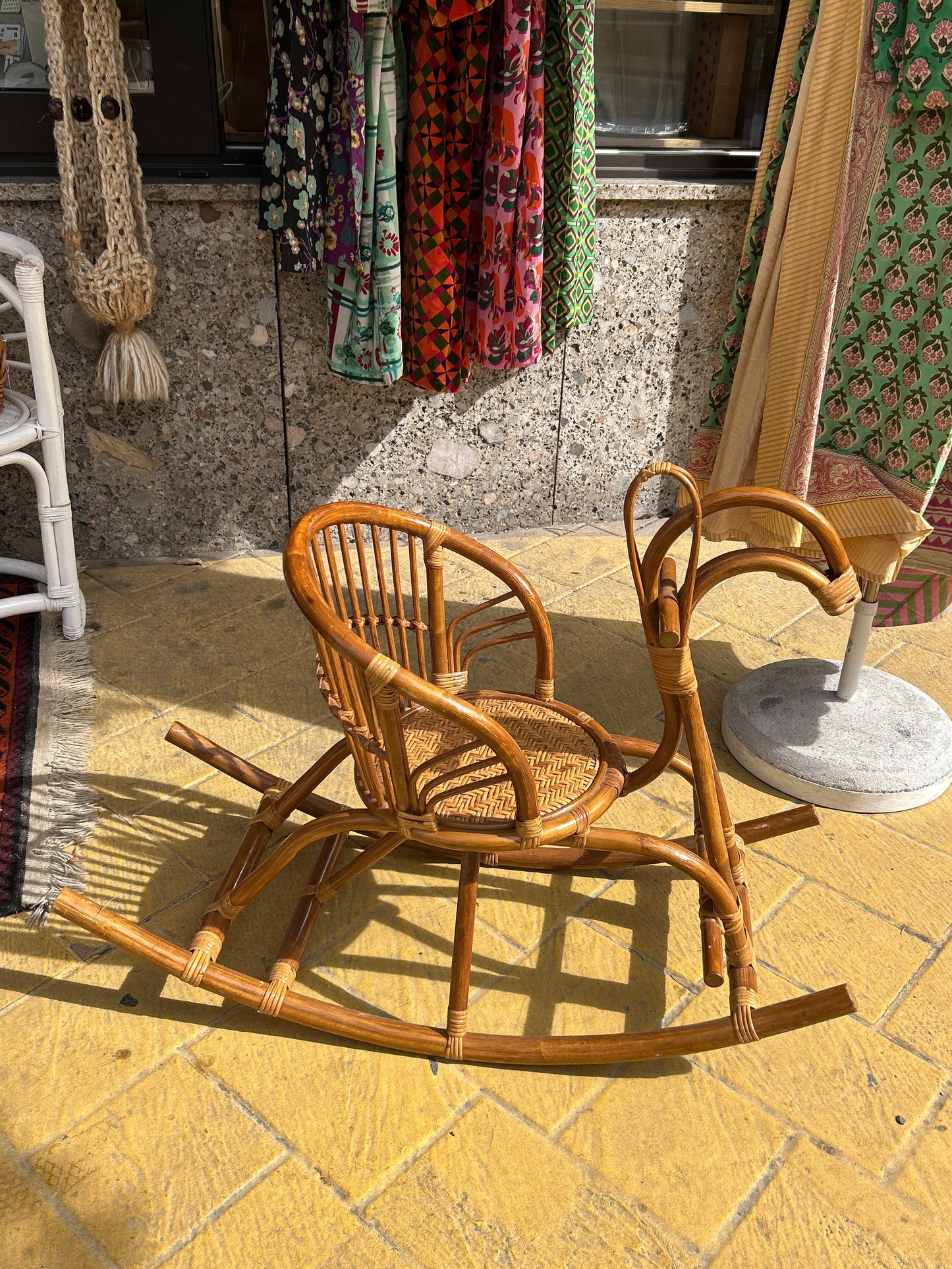 Vintage Rattan Schaukelpferd