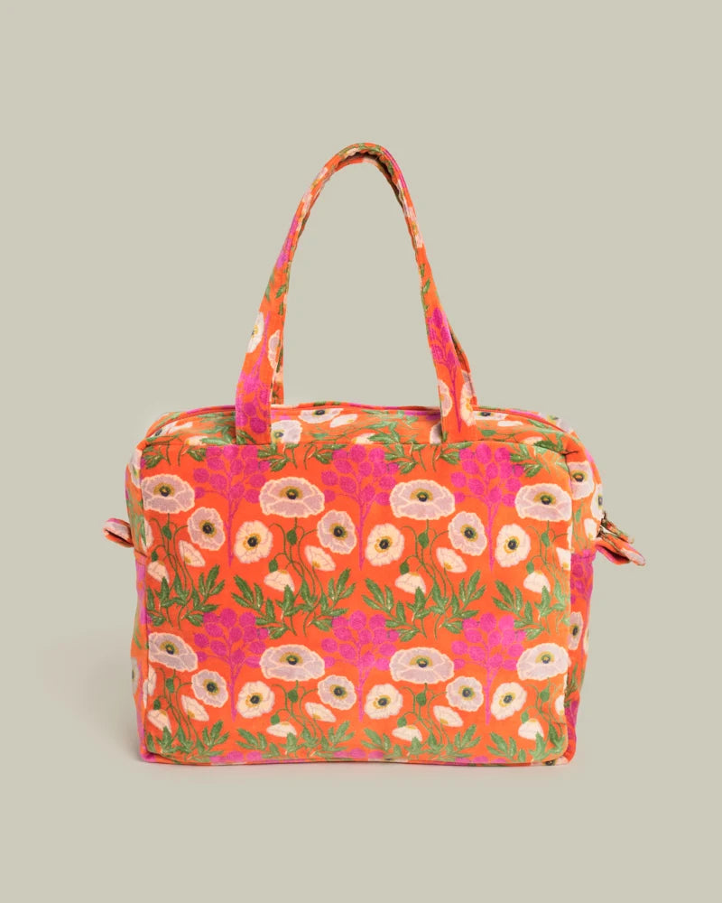(Akten-)Tasche von Les Touristes Paris – 100% Baumwolle – Poppy Orange Print