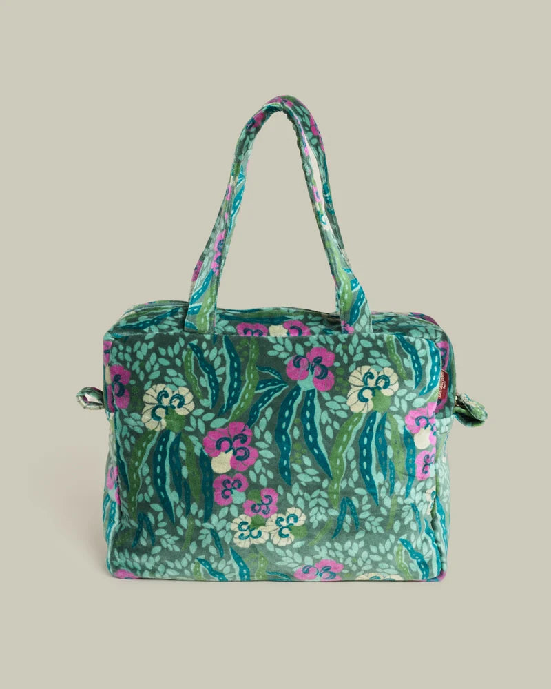 (Akten-)Tasche von Les Touristes Paris – 100% Baumwolle – Allegria Green Print