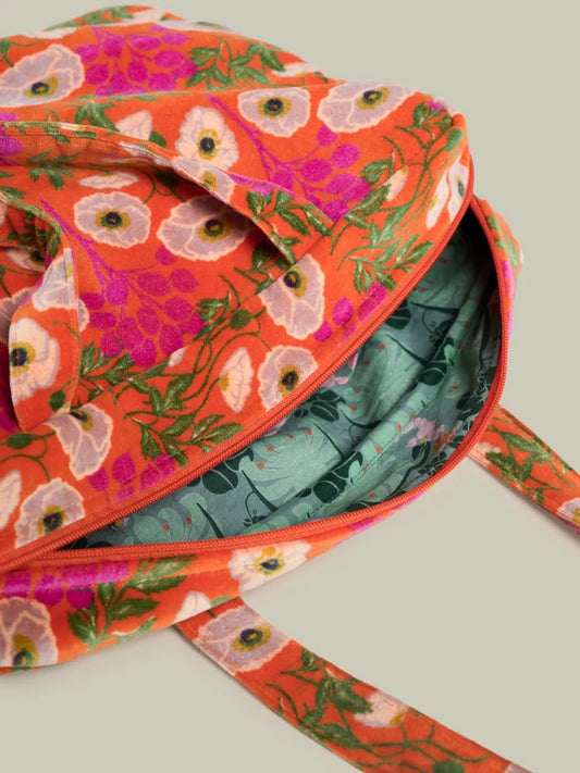 (Akten-)Tasche von Les Touristes Paris – 100% Baumwolle – Poppy Orange Print