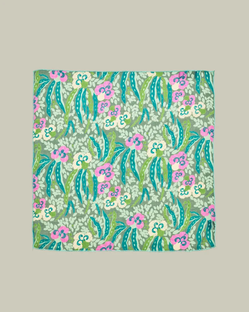 Quadratisches Halstuch/Stecktuch/Taschentuch Allegria Green Print