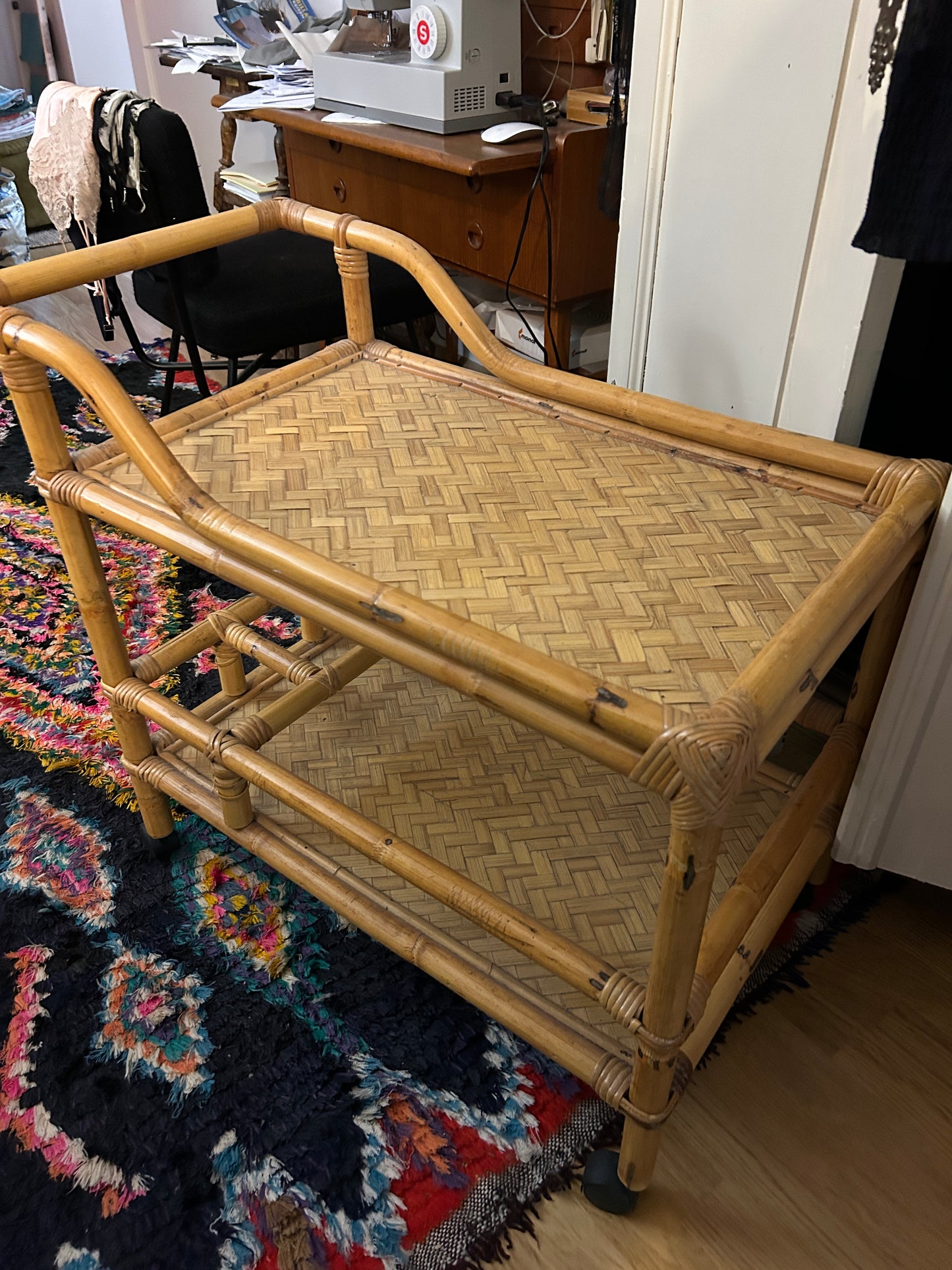 Vintage Rattan Bar Trolley