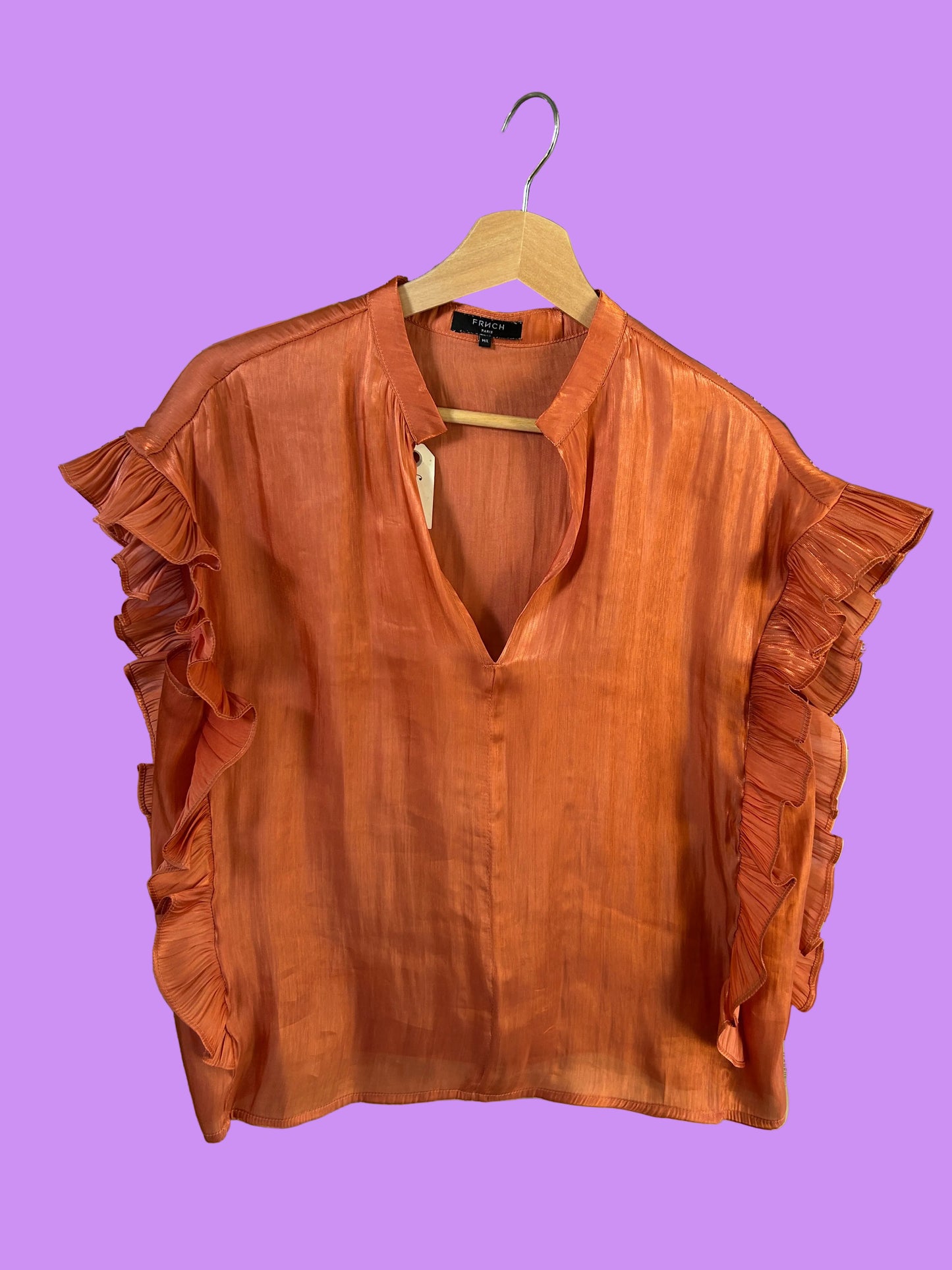 FRNCH Paris – Volanten-Blouse in Sunset Orange