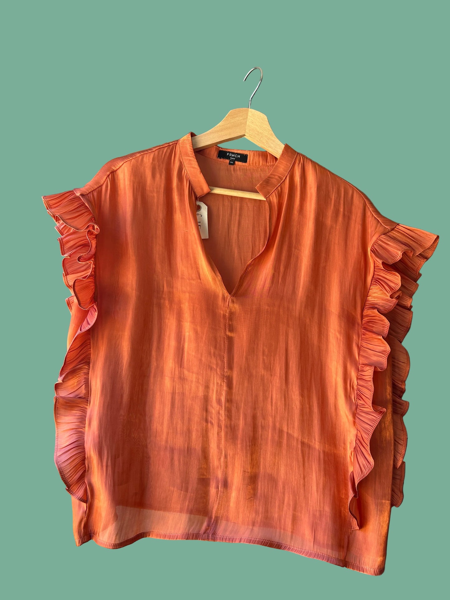 FRNCH Paris – Volanten-Blouse in Sunset Orange