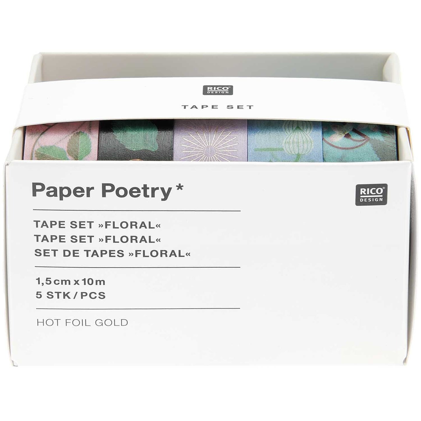 Paper Poetry Washi Tape Set Floral 15mm 10m 5-teilig