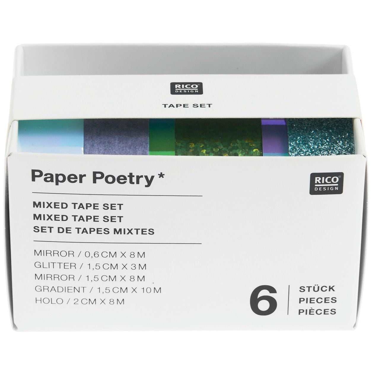 Paper Poetry Mixed Washi Tape Set grün/blau 6-teilig
