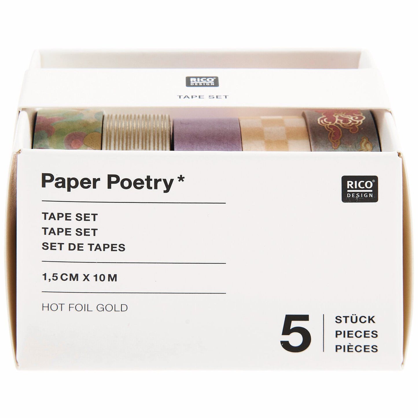 Washi Paper Poetry Tape Set Himmel 5 Stück 1,5cmX10m