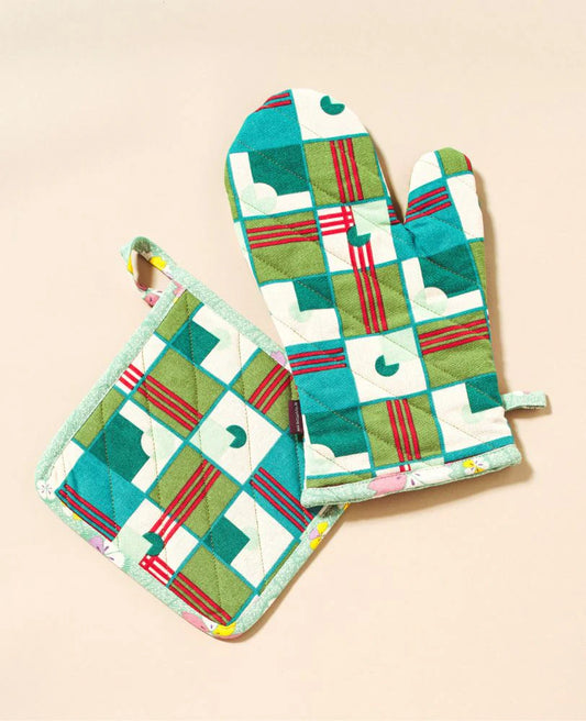 Ofenhandschuh und Topflappen-Set von Les Touristes Paris – 100% Baumwolle