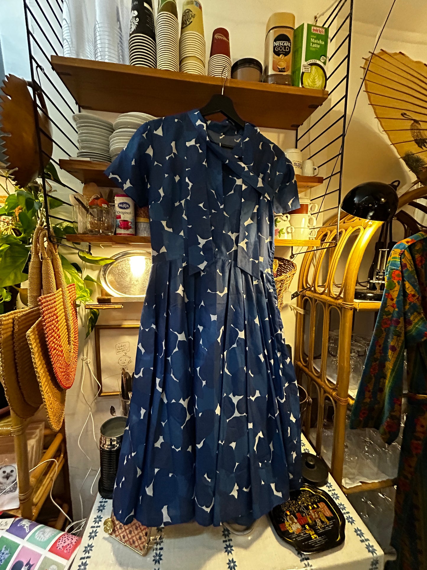Blaues Vintage Kleid - Größe S/XS