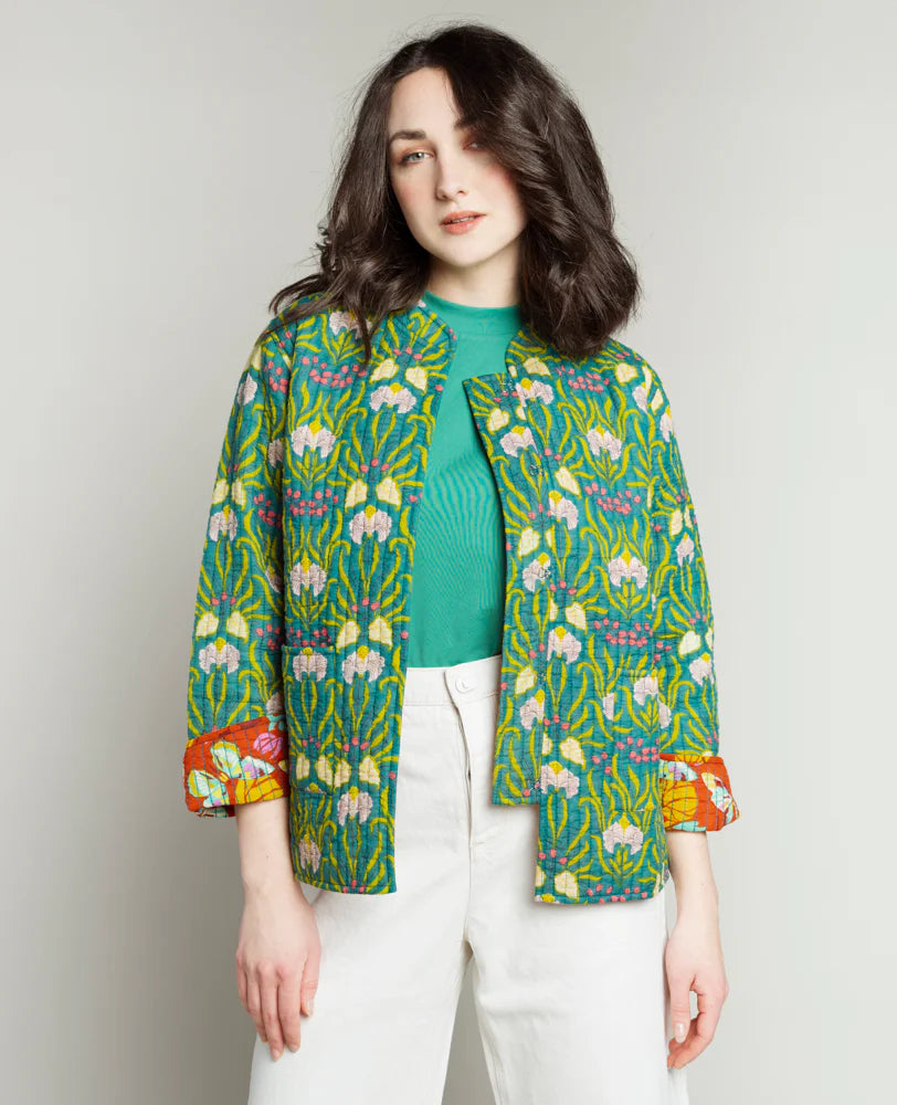 Kantha Reversible Jacket Muguet Bayou/Holy Red Clay