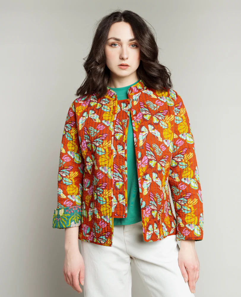 Kantha Reversible Jacket Muguet Bayou/Holy Red Clay