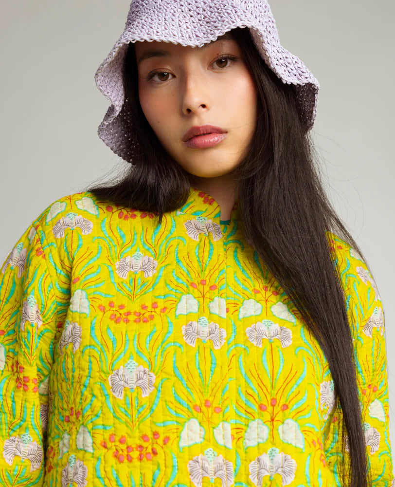 Kantha Steppjacke wendbar Muguet Yellow/Split Navy