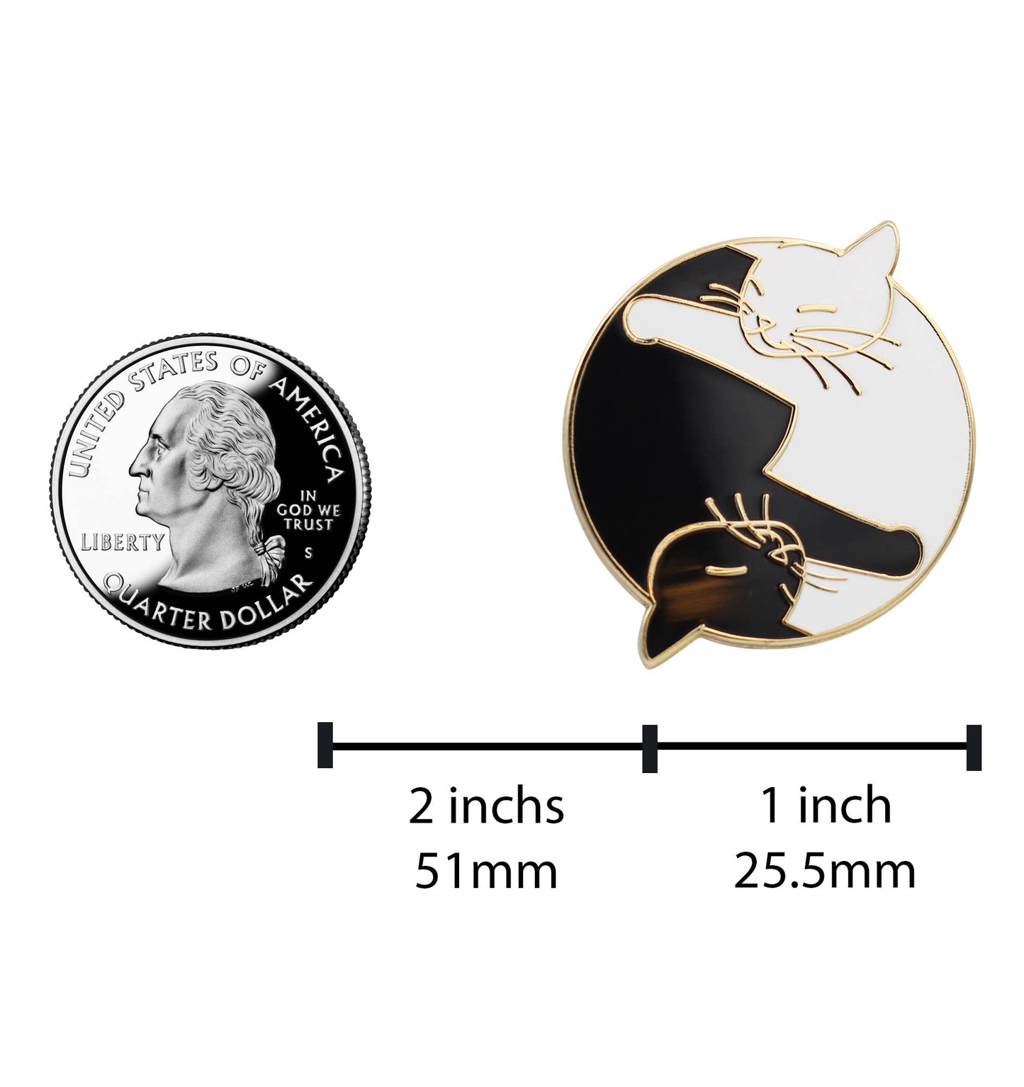 Yin Yang Katzennadel, Emaille für Katzenliebhaber, Weiß und Schwarz