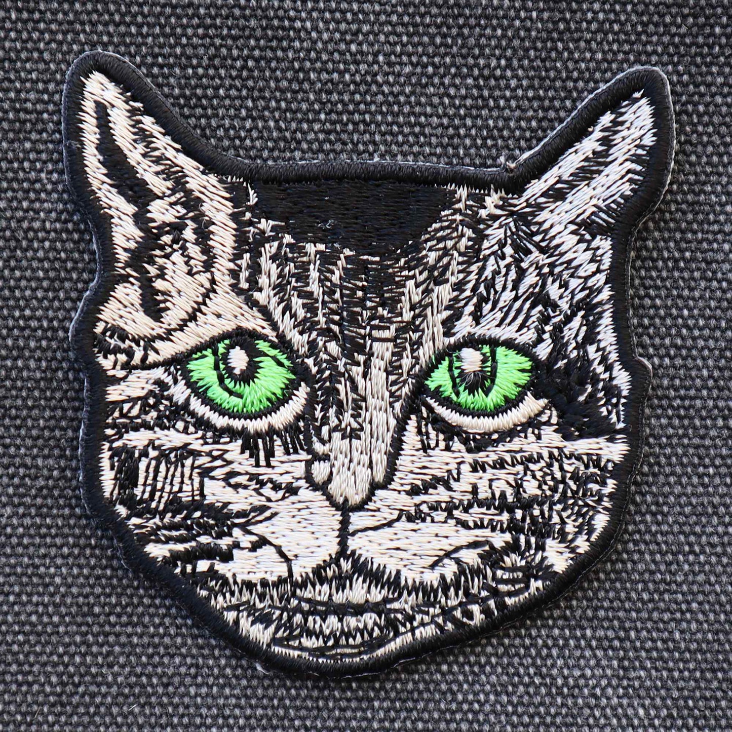 Aufnäher Katzen Kopf Augen grün Patch