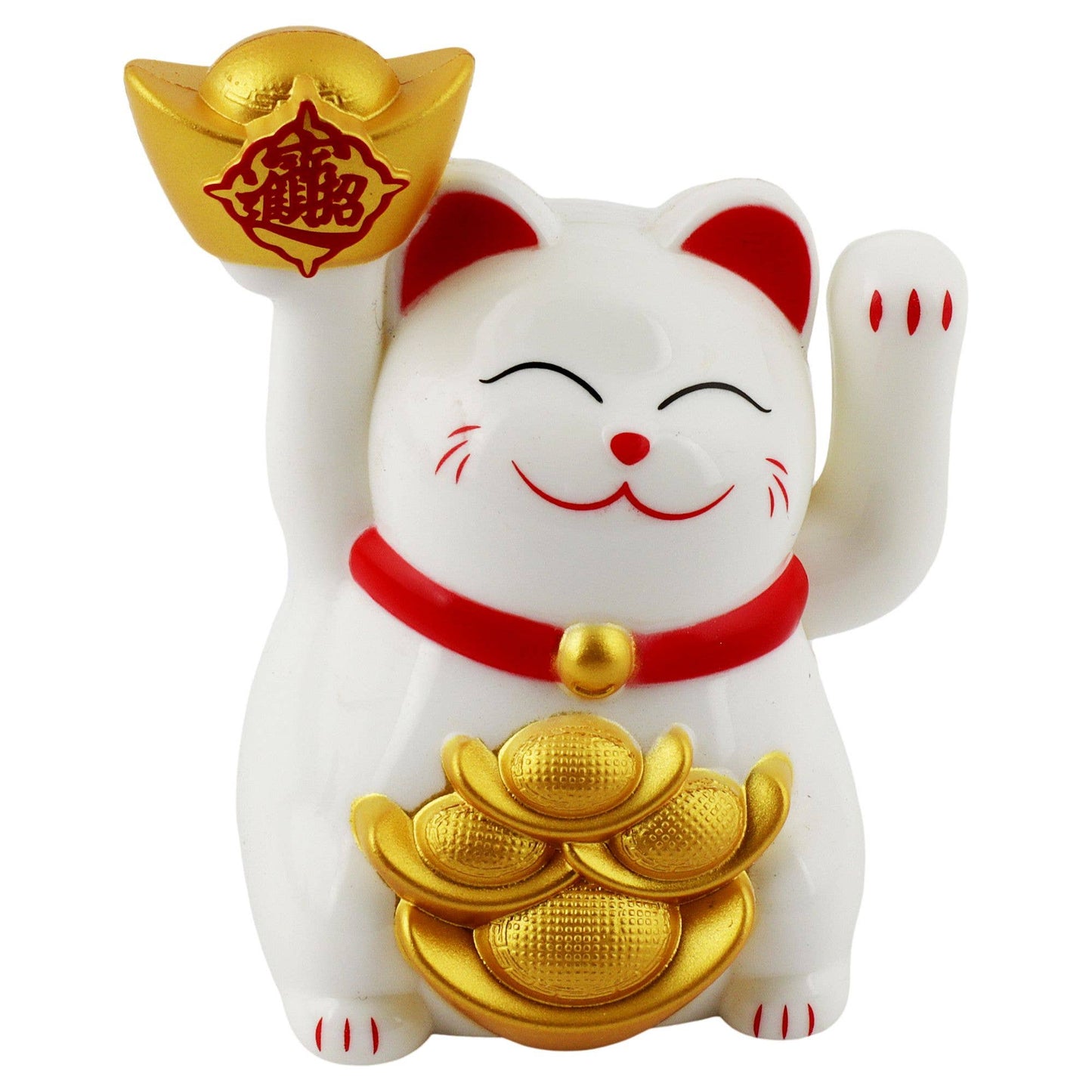 Glückskatze Mini Maneki-neko 02 weiß Solar 5cm Winkekatze