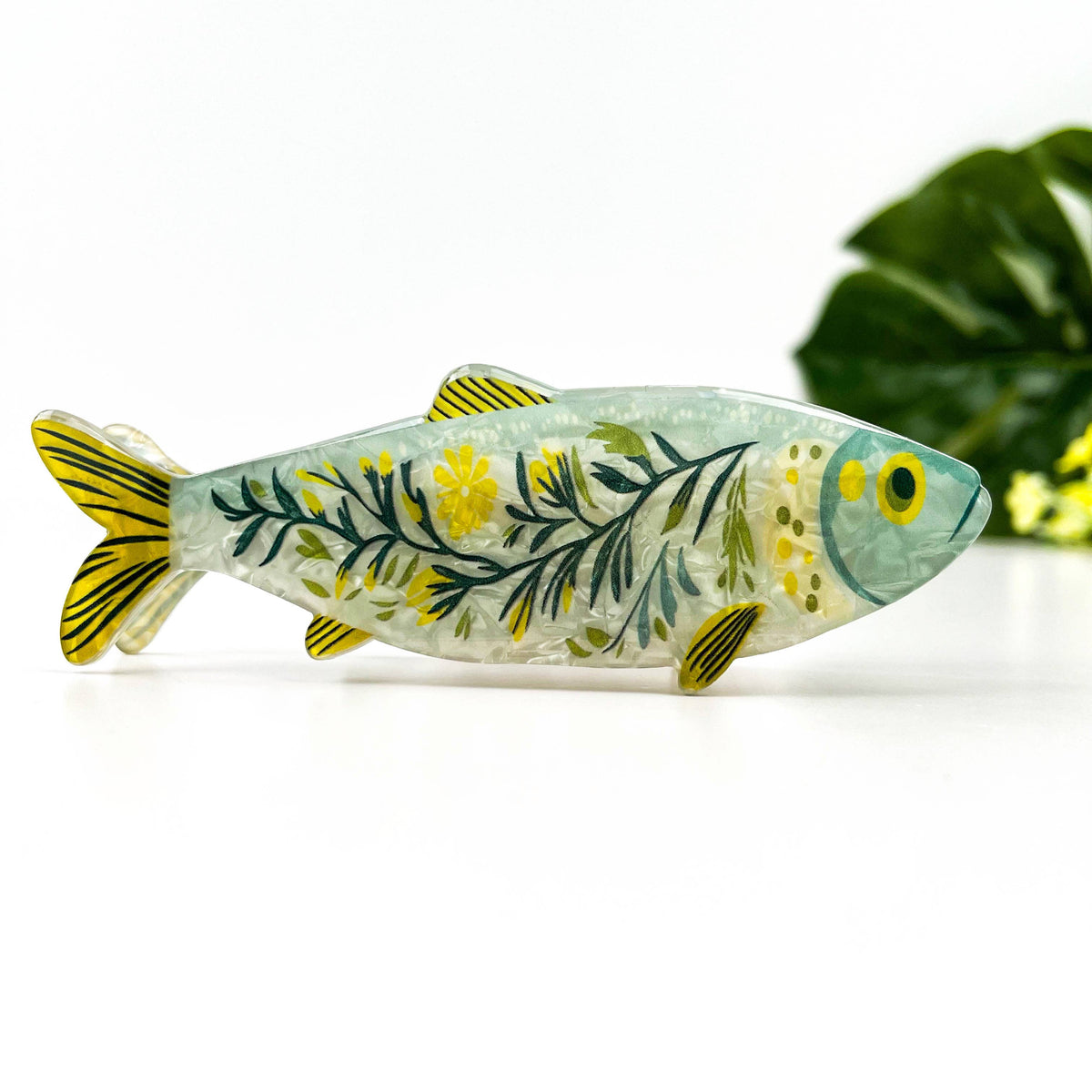 Haarklammer Sardine mit Seegras