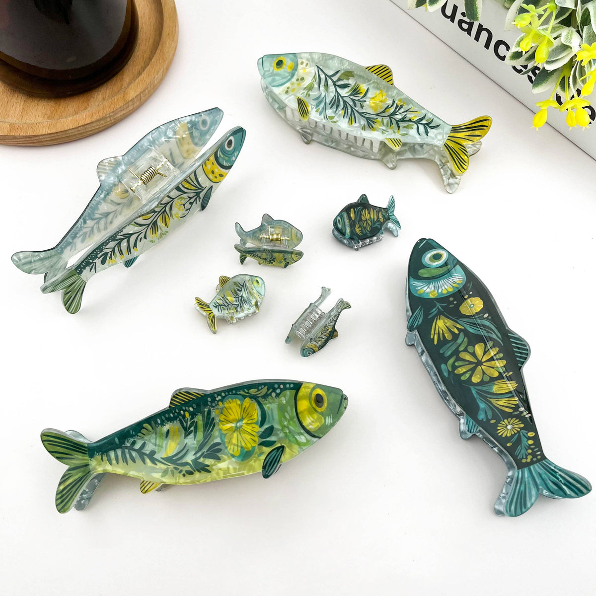 Haarklammer Sardine mit Seegras