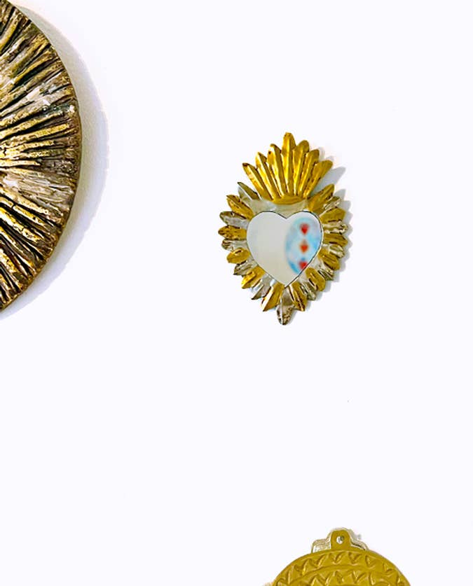 Herzspiegel mit gold-silbernen Glanzstücken
