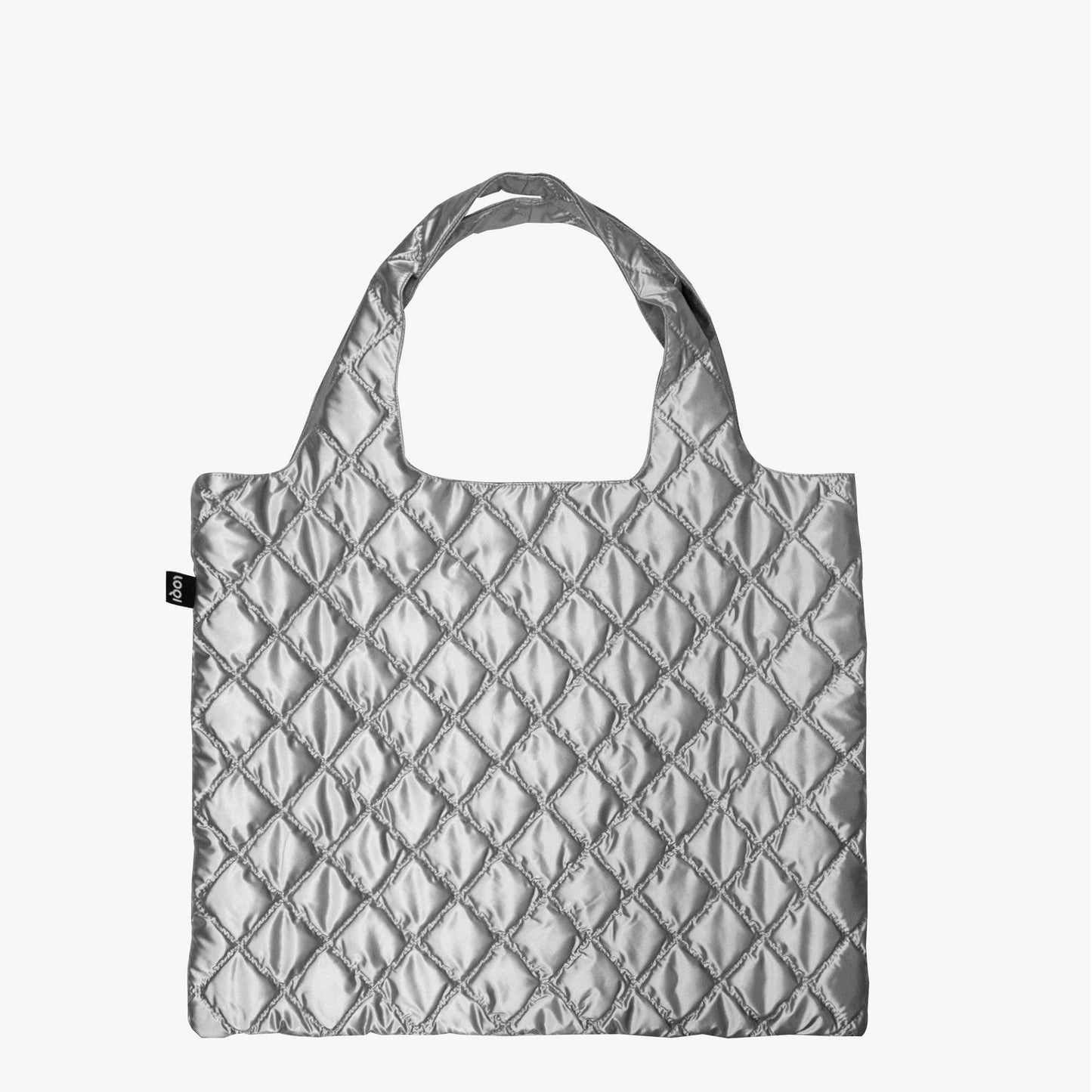 LOQI Metallic Silberne Puffige Mittelgroße Tasche