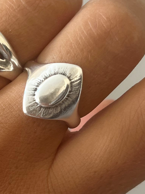 Statement-Ring Silber, handgefertigter ethnischer Ring: Rhombus Ring