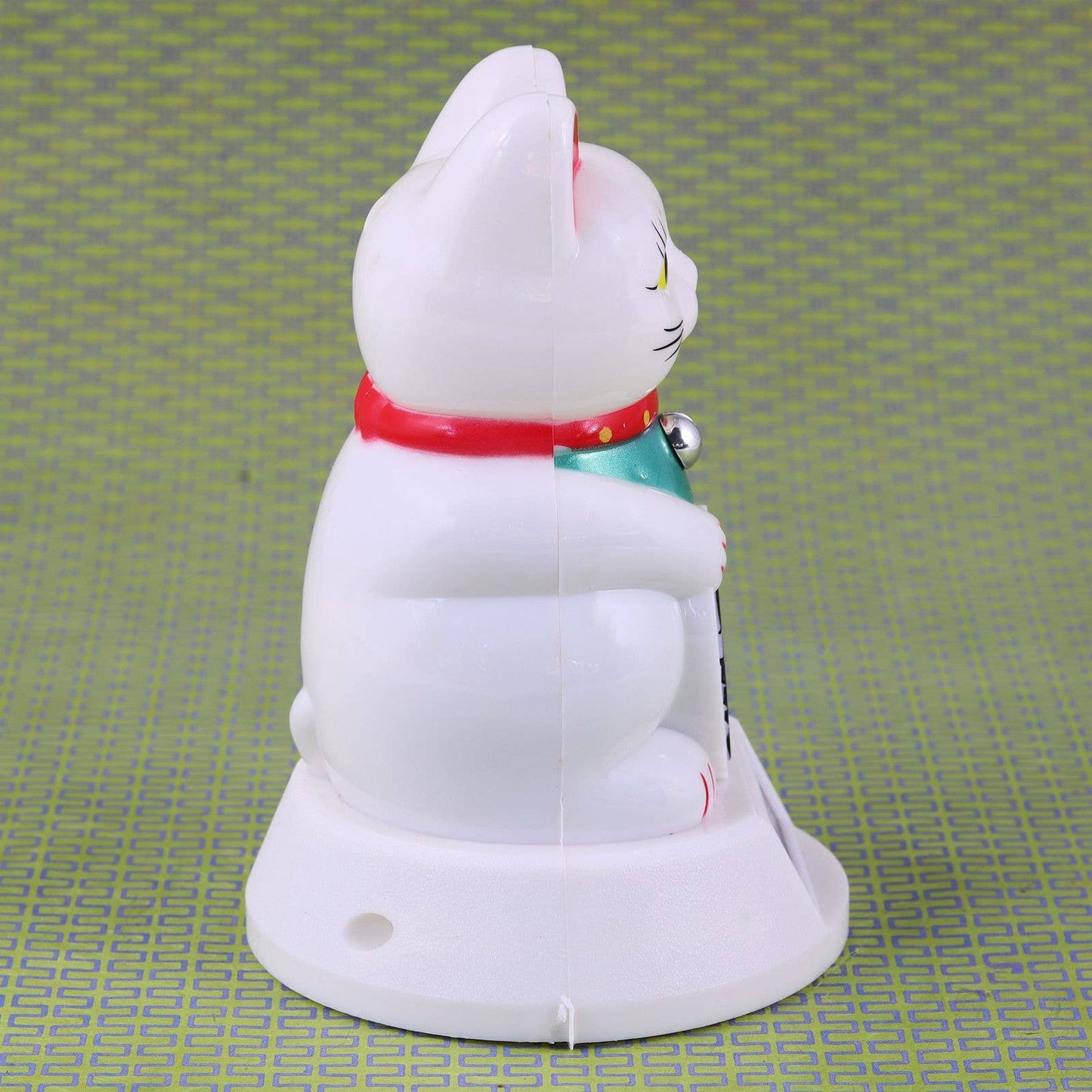 Glückskatze Maneki-neko Winkekatze Solar 12cm weiß