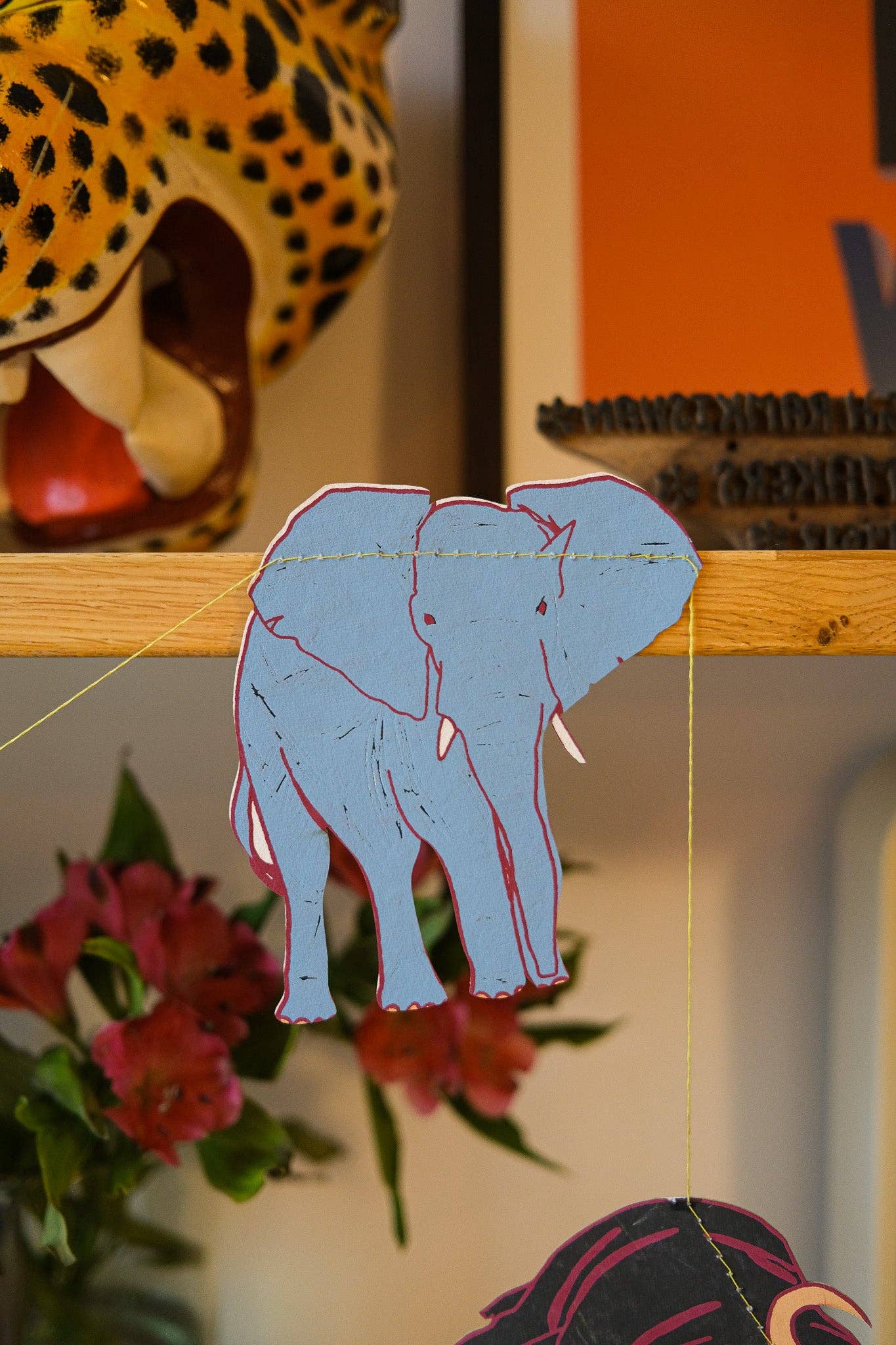 Genähte Girlande mit Safaritieren