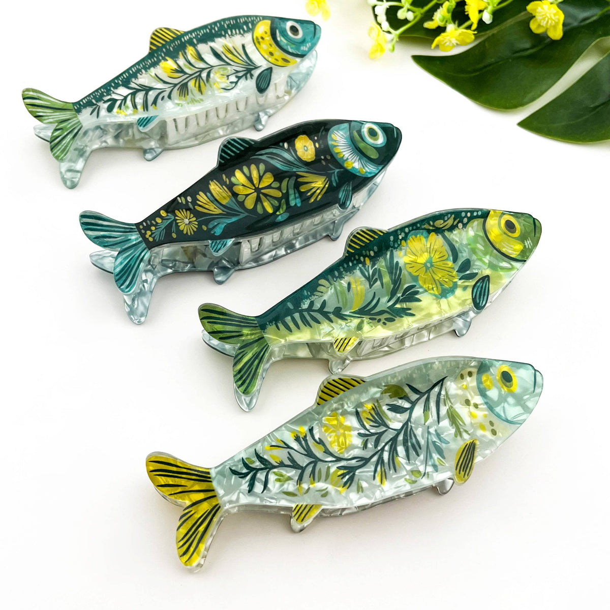 Haarklammer Sardine mit Seegras