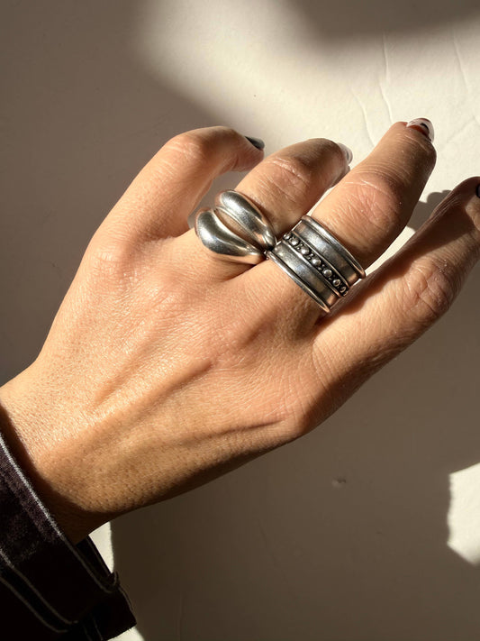 Silber Damenring – Handgefertigtes, verstellbares Design: Nr. 2