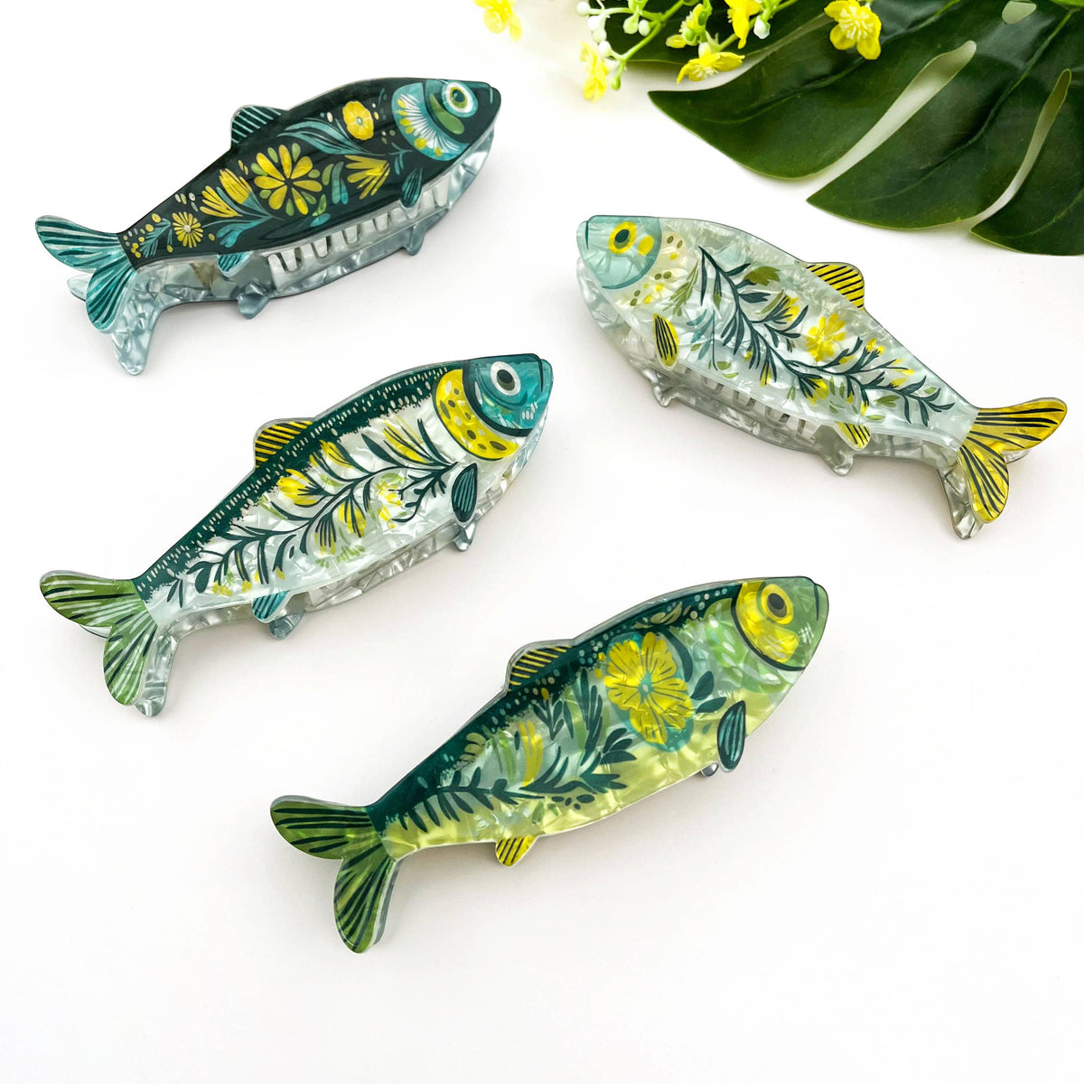 Haarklammer Sardine mit Seegras