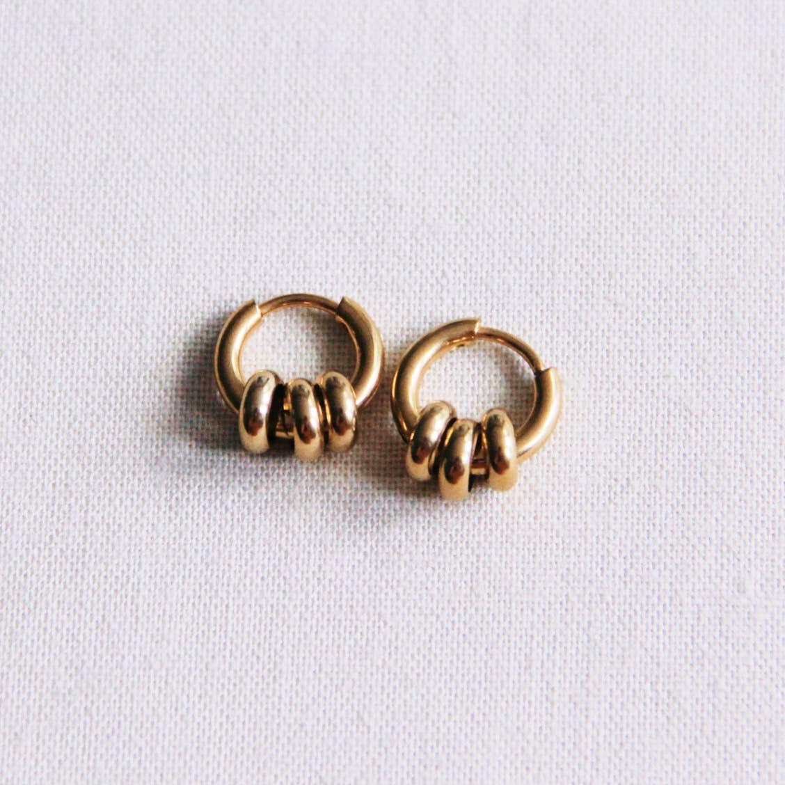 Creolen aus Edelstahl mit 3 Ringen - Gold