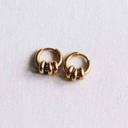Creolen aus Edelstahl mit 3 Ringen - Gold