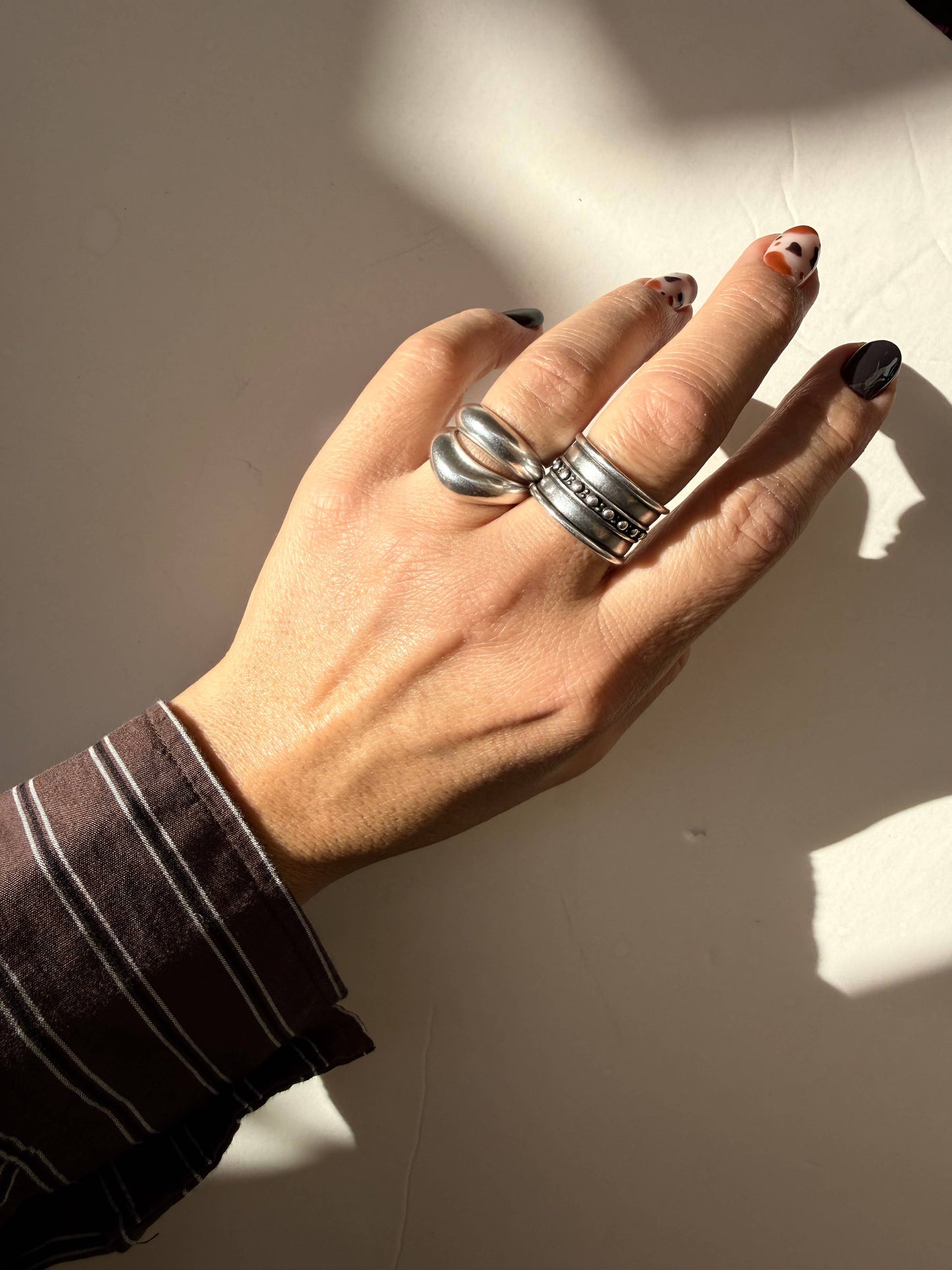 Silber Damenring – Handgefertigtes, verstellbares Design: Nr. 3