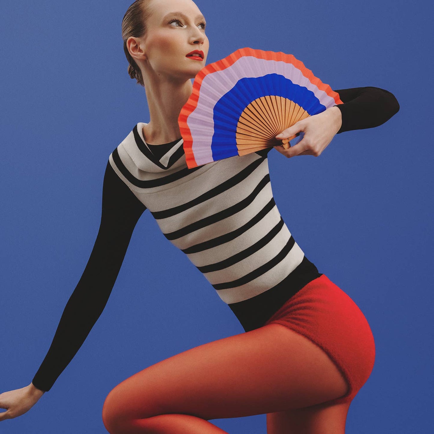 FLUID SHAPES MIDI Fächer - 23 cm - Blau, Lila und Orange