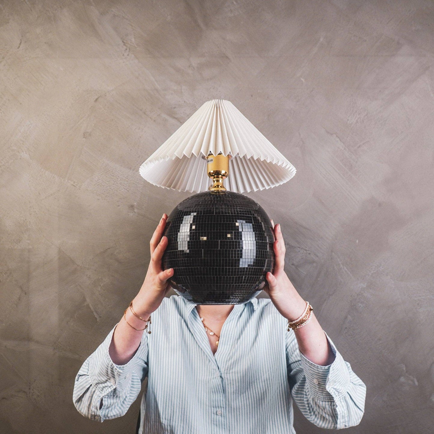 Lampe - Discokugel - Glas - Schwarz - 20x20x20cm